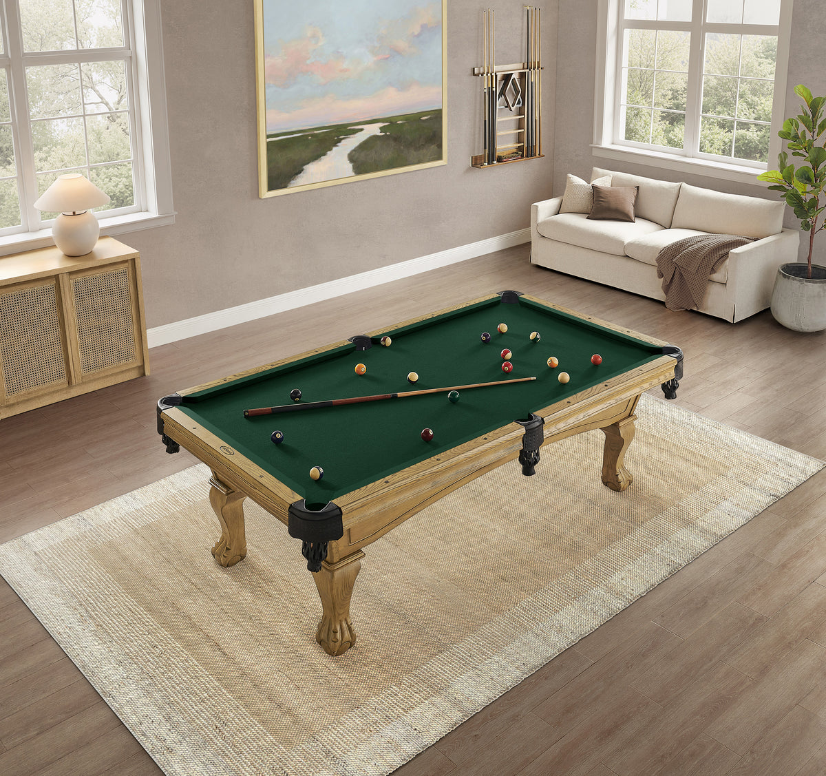 Hayden-Pool-Table-in-Wheat-with-Ball&Claw-Leg-5.jpg