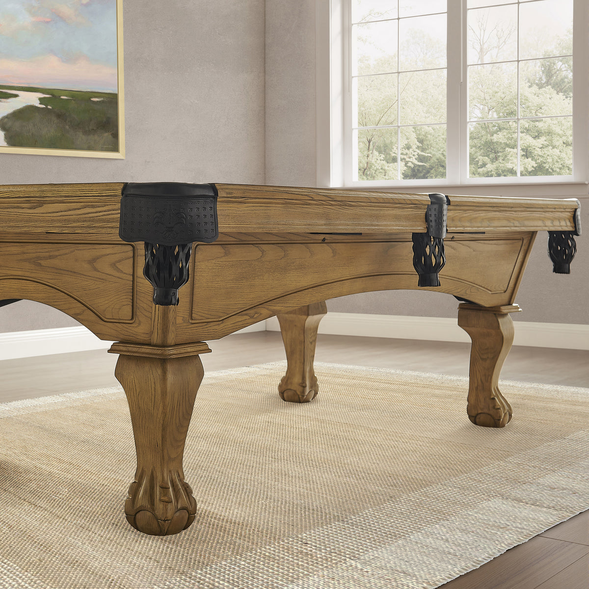 Hayden-Pool-Table-in-Wheat-with-Ball&Claw-Leg-8.jpg